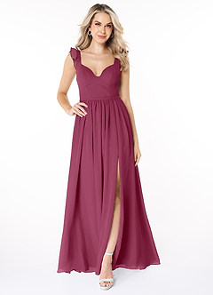 Azazie Stassie Final Sale Mulberry A-Line Sweetheart Ruched Chiffon Dress image3