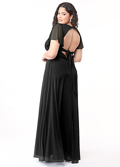 Azazie Induh Bridesmaid Dresses Black A-Line Flutter V-neck Mesh Dress image10