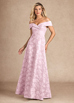 Azazie New London Purple Jacquard A-Line Pleated Floral Burnout