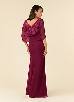 Azazie Laina At-home Try On Dresses Burgundy Mermaid Lace Chiffon Dress image3