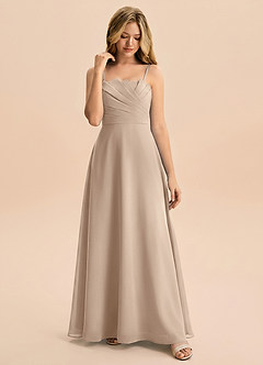 Azazie Rory Junior A-Linie Plissee Chiffon Kleid Taupe image4