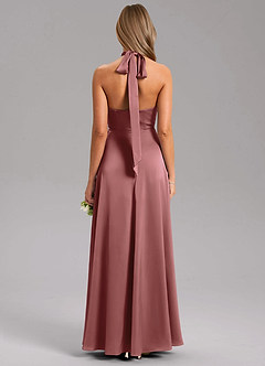 Azazie Tracie Bridesmaid Dresses Amethyst A-Line Side Slit Stretch Satin Dress image2