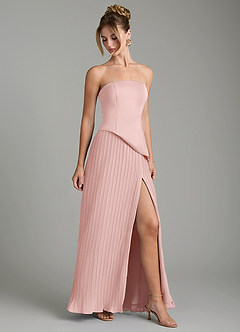 Azazie Tierney Bridesmaid Dresses Powder Pink A-Line Strapless Chiffon Convertible Dress image6