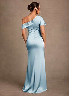 Azazie Rutha Mother of the Bride Dresses Sky Blue Sheath One Shoulder Stretch Satin Dress image2