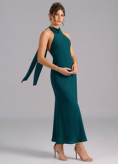 Azazie Velli Suknie dla druhen Syrena Wysoka Kołnierz Szyfon Długość kostki Sukienka image3