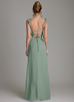 Azazie Jessamine Bridesmaid Dresses Silver Sage Mermaid Corset Chiffon Dress image7