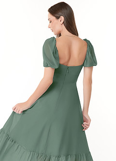 Azazie Baby Bridesmaid Dresses Eucalyptus A-Line Sweetheart Ruched Chiffon Dress image7
