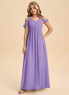 Azazie Lianne Junior Tahiti A-Line Off the Shoulder Chiffon Dress image3