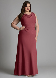 Azazie Kieryn Bridesmaid Dresses Merlot Mermaid Pleated Chiffon Dress image11