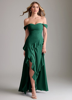 Azazie Sloane Bridesmaid Dresses Emerald A-Line Sweetheart Neckline Chiffon Dress image5