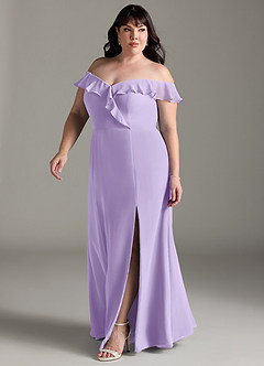 Azazie Sophie Bridesmaid Dresses Lilac A-Line Off the Shoulder Chiffon Convertible Dress image15