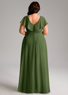 Azazie Lainey Bridesmaid Dresses Olive A-Line with Pockets Chiffon Dress image9