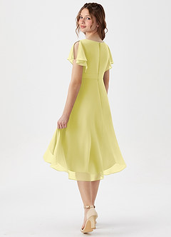 Azazie Graciela Junior Lemon Sorbet A-Line Pleated Chiffon Dress image6