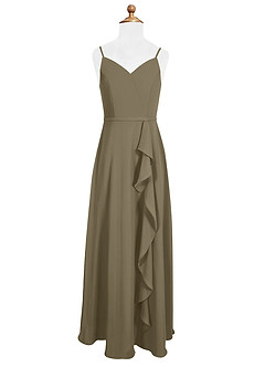 Azazie Naeem Junior Willow Green A-Line Ruched Chiffon Dress image4