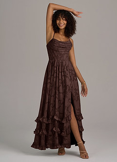 Azazie Lettie Bridesmaid Dresses Ganache A-Line Corset Floral Burnout Dress image5