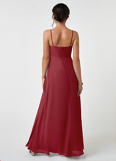 Azazie Collette Junior A-Linie Gestreift Chiffon Kleid Granatapfelrot image2
