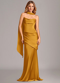 Azazie Pelagia Brudtärnklänningar Klä av Sjöjungfru i Stretch Satin Korsett Knäck Konvertibel image2