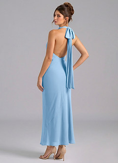 Azazie Velli Brudtärnklänningar Klä av Sjöjungfru i Chiffong Hög hals Puderblå image6