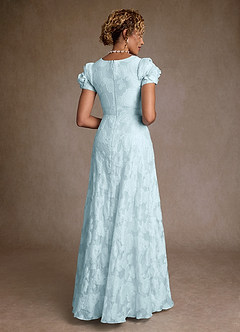Azazie Hermina Mère de la mariée Robes Robe Trapèze en Jacquard Floral Plissée Jacquard Bleu Pâle image2