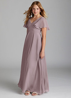 Azazie Kimber Junior Dusk A-Line Pleated Chiffon Dress image3