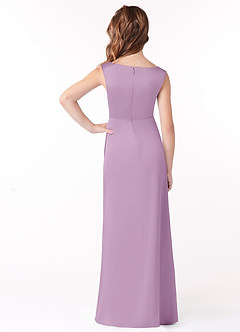 Azazie Sadia Junior Wisteria A-Line Pleated Matte Satin Dress image3
