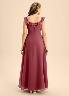 Azazie Callie Junior Jurk van Chiffon met A-Lijn Ruches Merlot image4