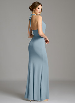 Azazie Gwyneth Bridesmaid Dresses Dusty Blue Mermaid Pleated Premium Stretch Jersey Dress image2