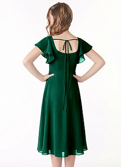 Azazie Bondi Junior Jurk van Chiffon met A-Lijn Ruches Smaragd image3