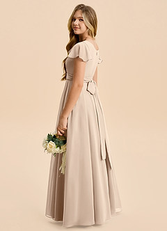Azazie Cady Junior Taupe A-Line Pleated Chiffon Dress image6