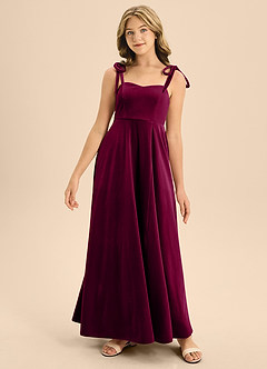 Azazie Rosey Junior Brick Red A-Line Sweetheart Neckline Velvet Dress image1