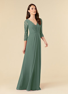 Azazie Eevee Final Sale A-Line Lace Chiffon Floor-Length Dress image3