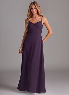 Azazie Daenerys Brautjungfernkleider A-Linie Kutte Chiffon Kleid Pflaume image1