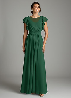 Azazie Daphne Modest Bridesmaid Dresses A-Line Ruffled Chiffon Floor-Length Dress image1