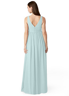 Azazie Yetta Brautjungfernkleider für Schwangere A-Linie V-Hals Versammelt Chiffon Bodenlänge Kleid image2