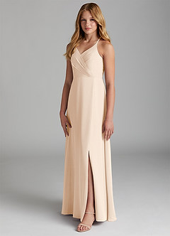 Azazie Davis Junior White Alabaster A-Line Chiffon Dress image4