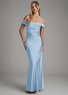Azazie Hayden Brautjungfernkleider Meerjungfrau-Linie Korsett Stretch-Satin Kleid Puderblau image5