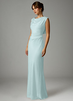 Azazie Kieryn Robes de demoiselle d'honneur Robe Sirène en Satin extensible Plissée Verre De Mer image3