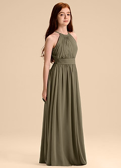 Azazie Malone Junior Willow Green A-Line Pleated Chiffon Dress image5