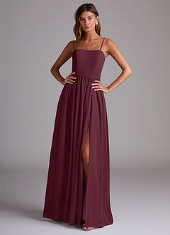 Azazie Calianna Vestidos de madrinha de casamento Vestir Cabernet de Chiffon de Linha A com Fora do ombro image1