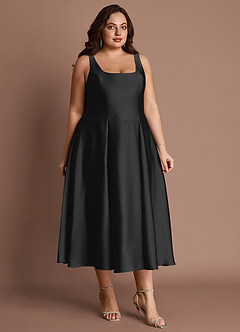 Olivia Black Pleated Midi Dress image9