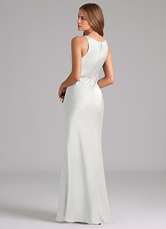 Azazie Allettie Robes de demoiselle d'honneur Robe Sirène en Satin extensible Blanc image2