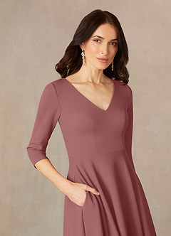 Azazie Nassif Abiti per la Madre della Sposa Abito A-Line in Crepe Elasticizzato Rosa Del Deserto image3