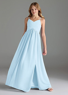 Azazie Alia Junior Jurk van Chiffon met A-Lijn Geplooid Hemelsblauw image4