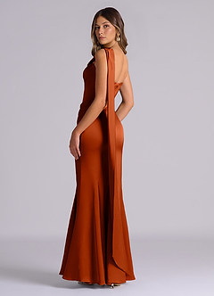 Azazie Inara Bridesmaid Dresses Paprika Mermaid Pleated Stretch Satin Dress image6