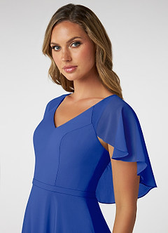 Azazie Jamie Bridesmaid Dresses Royal Blue A-Line Chiffon Dress image6