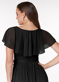 Azazie Jael Bridesmaid Dresses Black A-Line V-Neck Mesh Dress image6