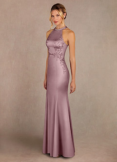 Azazie Tyra Mère de la mariée Robes Robe Sirène en Satin extensible Dentelle Rose Poussiéreuse image2