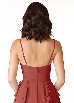 Azazie Peyton Bridesmaid Dresses Terracotta A-Line Ruched Chiffon Dress image3