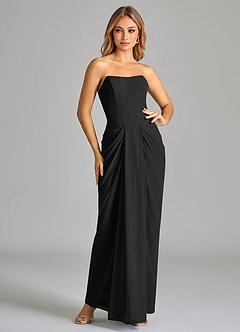 Azazie Anaïs Bridesmaid Dresses Black Sheath Strapless Chiffon Dress image3