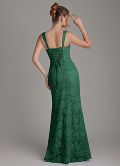 Azazie Agustina Bridesmaid Dresses Dark Green Mermaid Corset Floral Burnout Dress image4